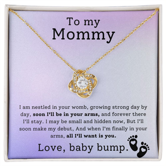 Mommy Baby Bump Pregnancy Gift Love Knot Necklace-FashionFinds4U