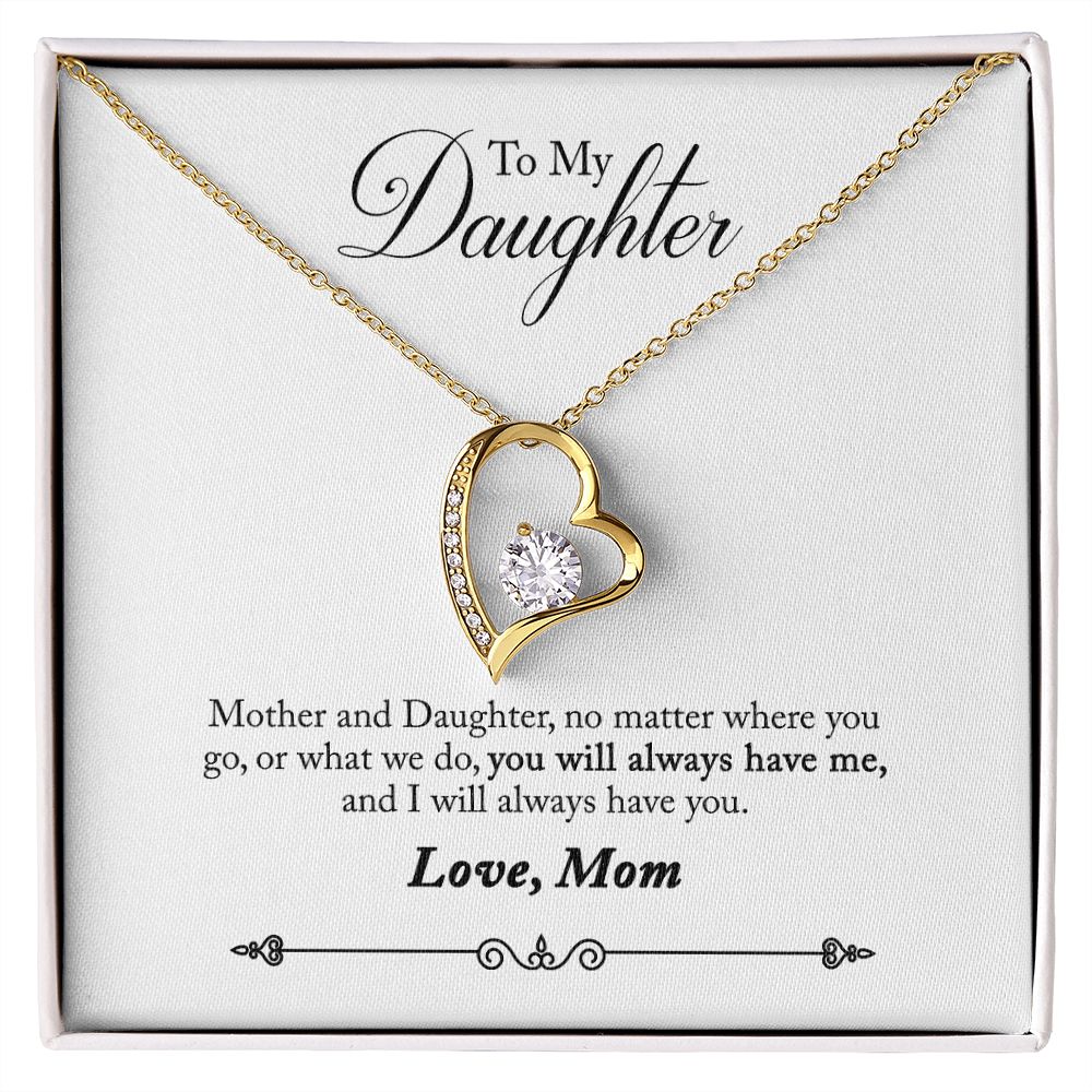 Daughter Always Here For You Forever Love Heart Necklace-FashionFinds4U
