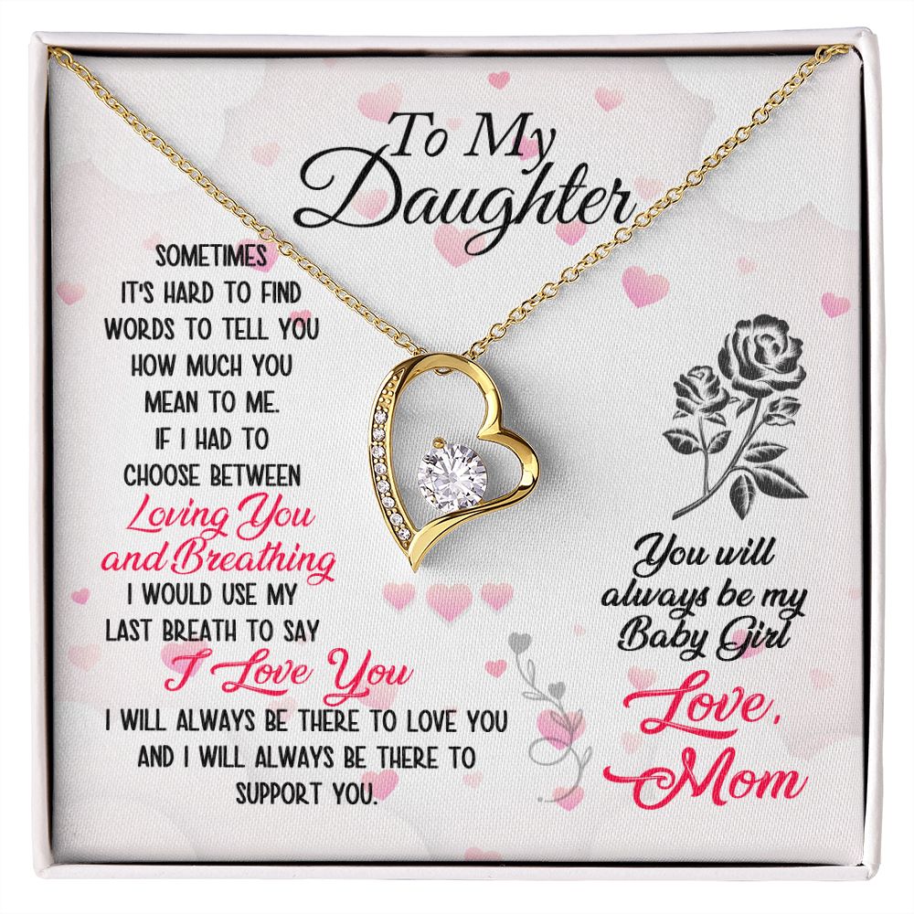 Daughter Always My Baby Girl Forever Love Heart Necklace-FashionFinds4U