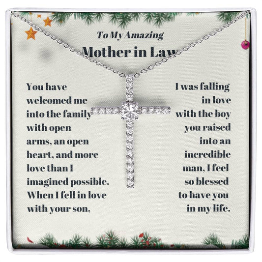 Mother in Law - Christmas - CZ Cross Necklace