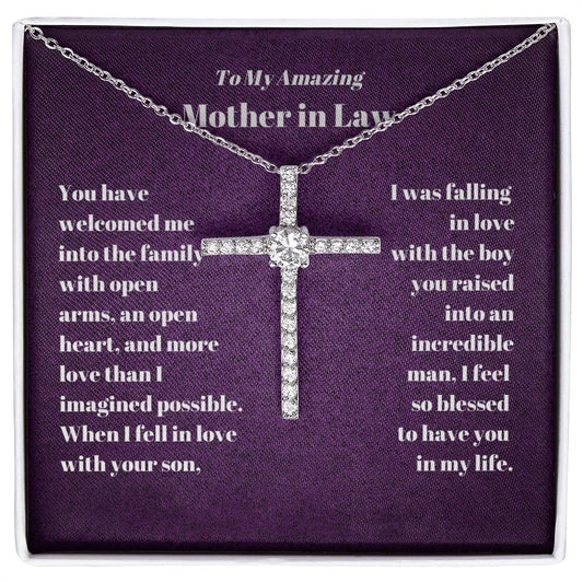 Mother in Law CZ Cross Necklace