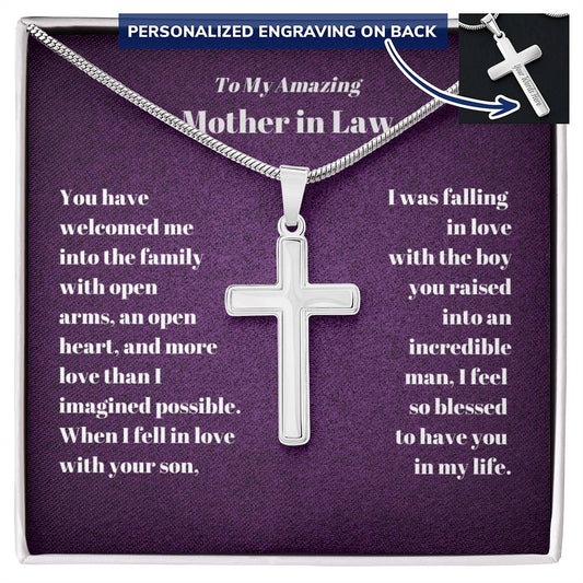 Mother in Law Personalized Cross Necklace
