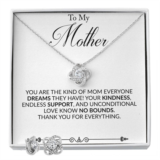 Mother Love Knot Necklace and Earring Set Personalized Signature-FashionFinds4U