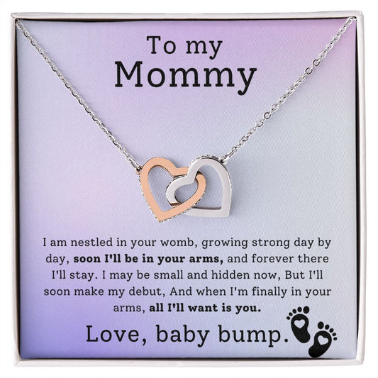 Mother To Be Baby Bump Interlocking Hearts Necklace-FashionFinds4U