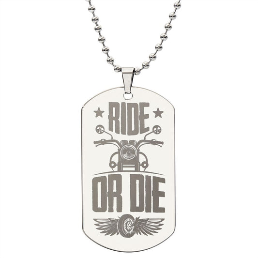 Motorcycle Dad Engraved Dog Tag Necklace-FashionFinds4U