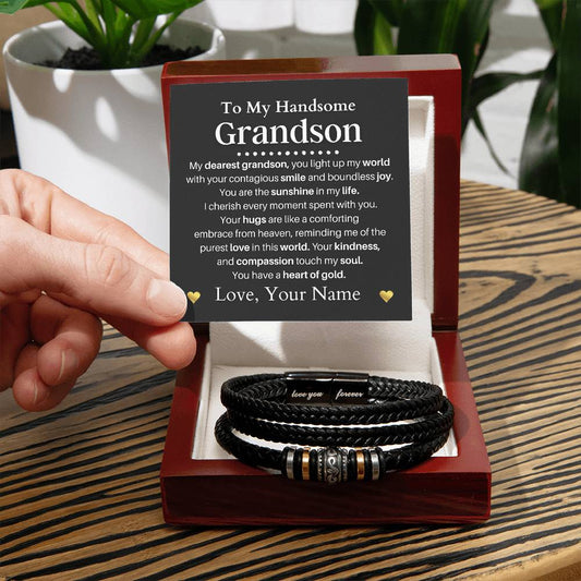 My Handsome Grandson - Love You Forever Bracelet - Personalized Signature-FashionFinds4U