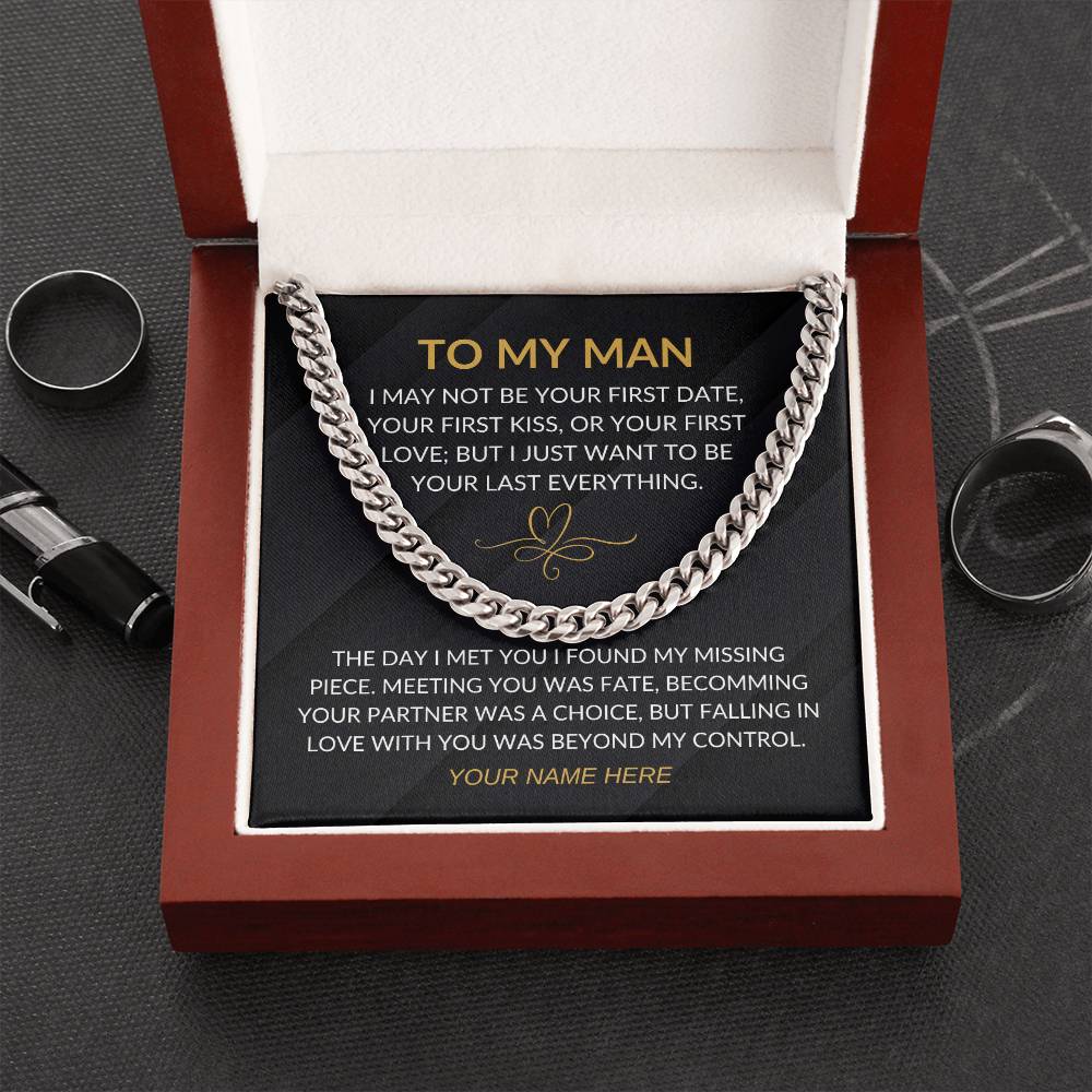 My Man - Fate Heart - Cuban Chain Necklace for Men - Custom Signature-FashionFinds4U