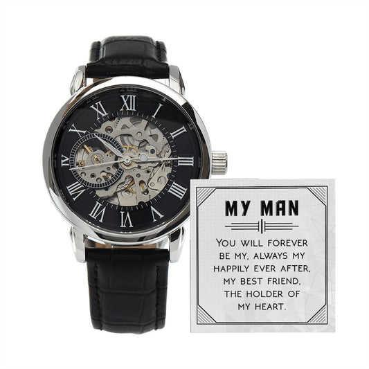 My Man Forever and Always Men's Openwork Watch with Lighted Gift Box-FashionFinds4U