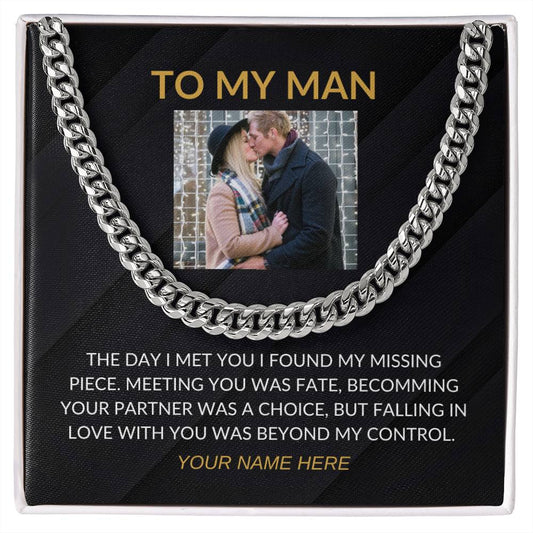 My Man - Personalized Photo and Signature - Cuban Chain Necklace for Men-FashionFinds4U