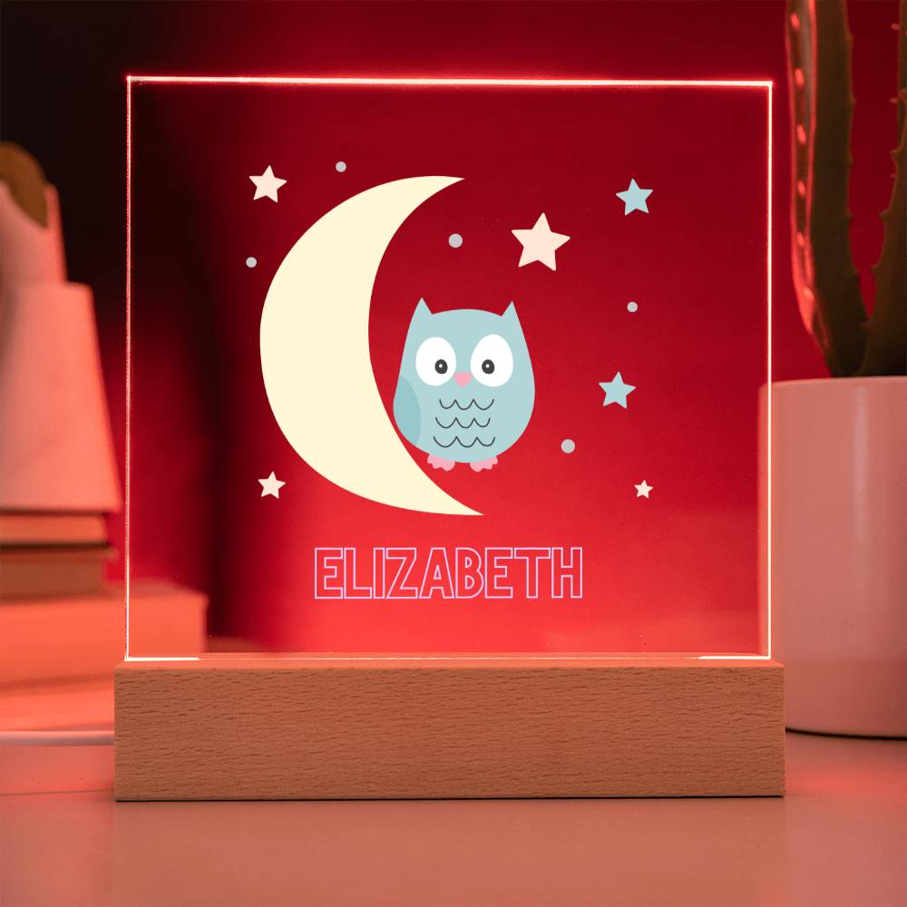 Owl Lighted Acrylic Sign For Nursery Girls Room -Personalized Name-FashionFinds4U
