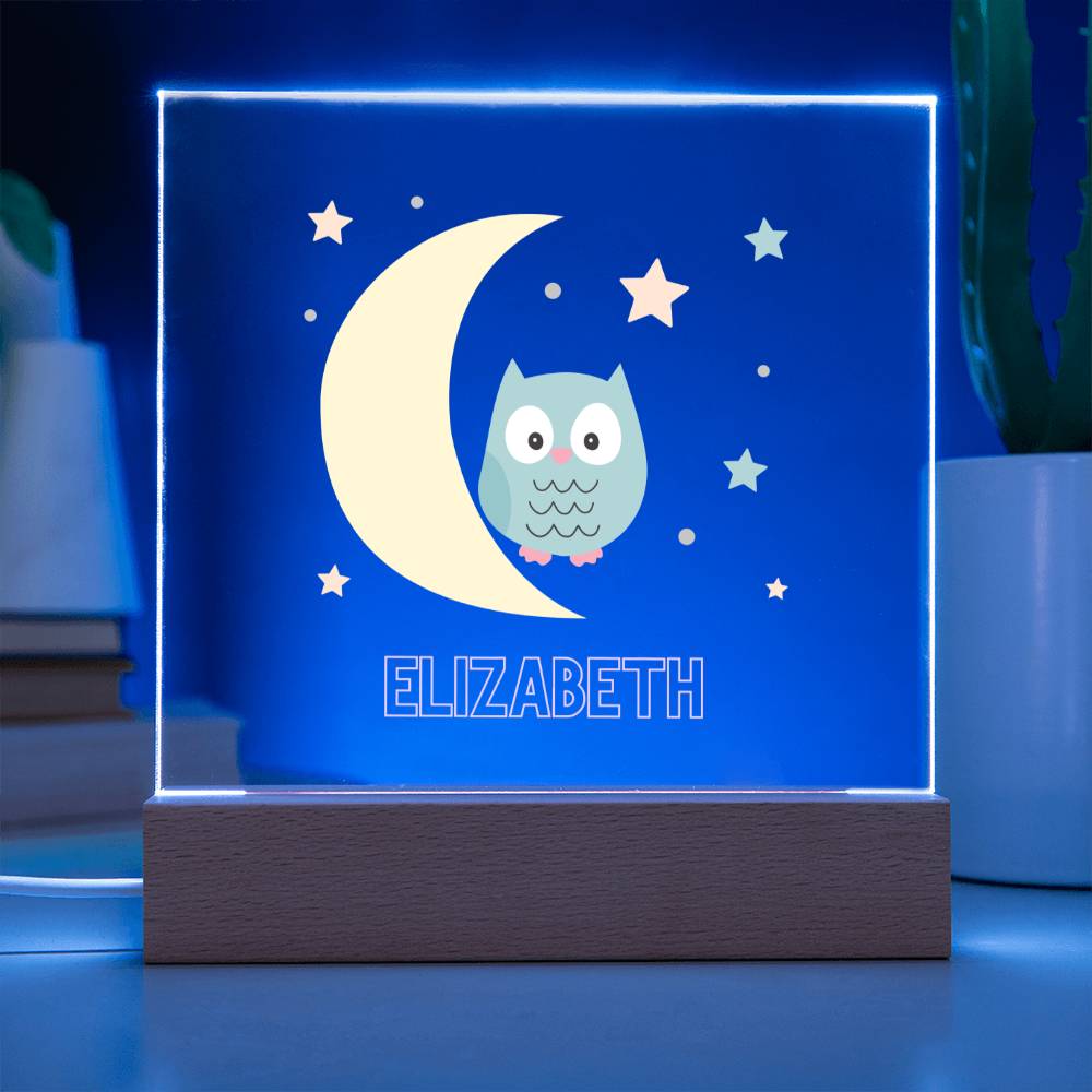 Owl Lighted Acrylic Sign For Nursery Girls Room -Personalized Name-FashionFinds4U
