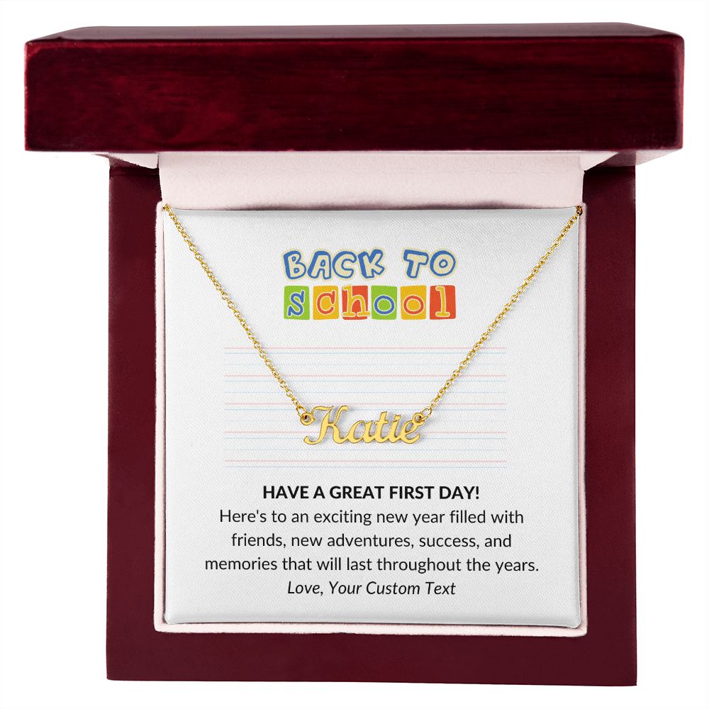 Personalized Back To School First Day of School Elementary Name Necklace-FashionFinds4U