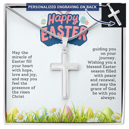 Personalized Easter Gift - Stainless Steel Engraved Cross Necklace-FashionFinds4U