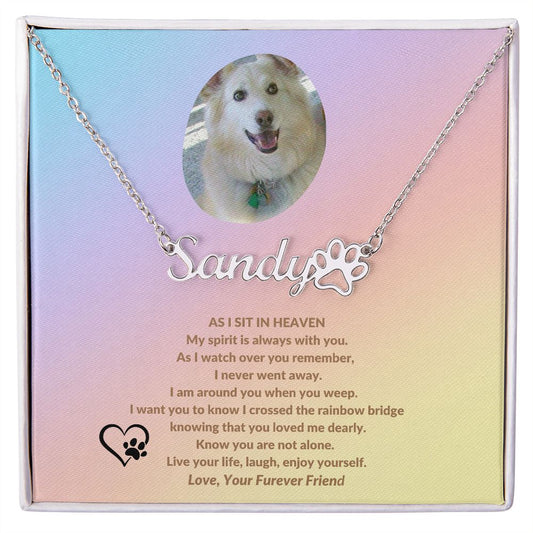 Rainbow Bridge Pet Memorial Gift, Personalized Dog Paw Necklace-FashionFinds4U