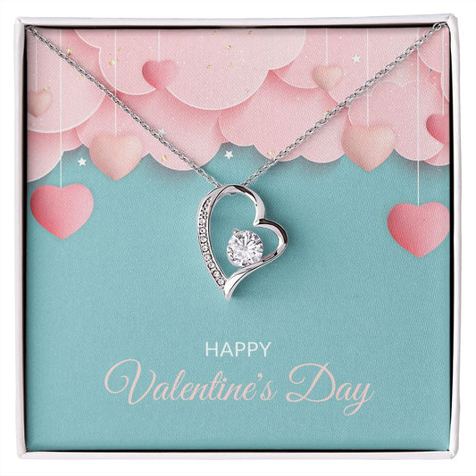 Pink Hearts Happy Valentine's Day Forever Love Necklace-FashionFinds4U