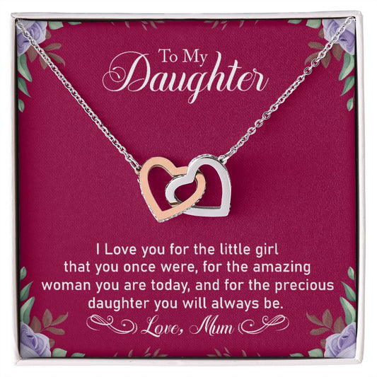 Precious Daughter - Interlocking Hearts Necklace-FashionFinds4U