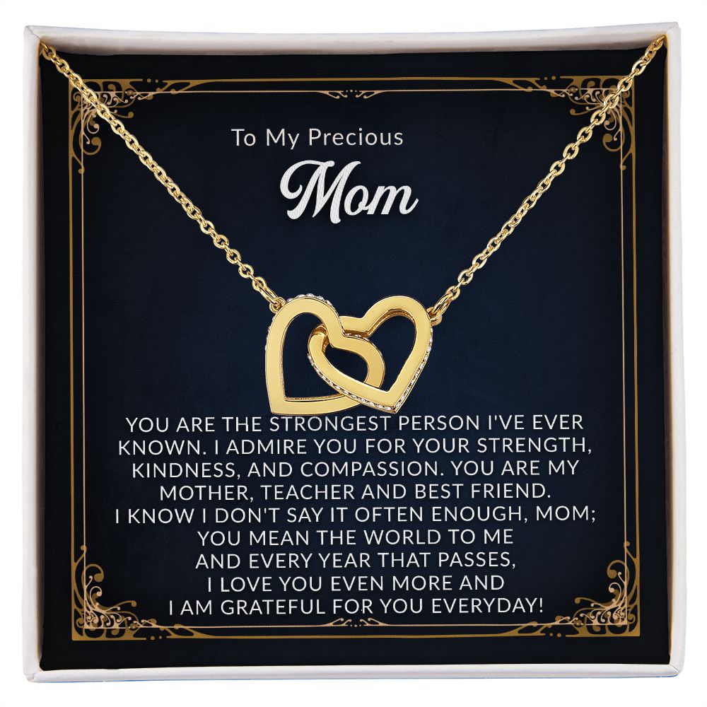 Precious Mom - Grateful For You - Interlocking Heart Necklace-FashionFinds4U