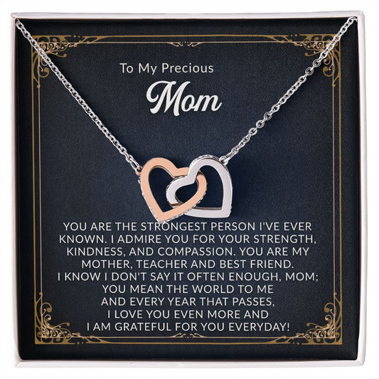 Precious Mom - Grateful For You - Interlocking Heart Necklace-FashionFinds4U