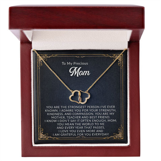 Precious Mother - Grateful For You - 10K Gold Diamond Infinity Hearts Necklace-FashionFinds4U