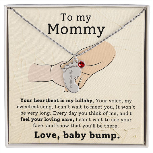 Pregnancy Gift - Baby Feet Engraved Birthstone Necklace For Mommy to Be-FashionFinds4U