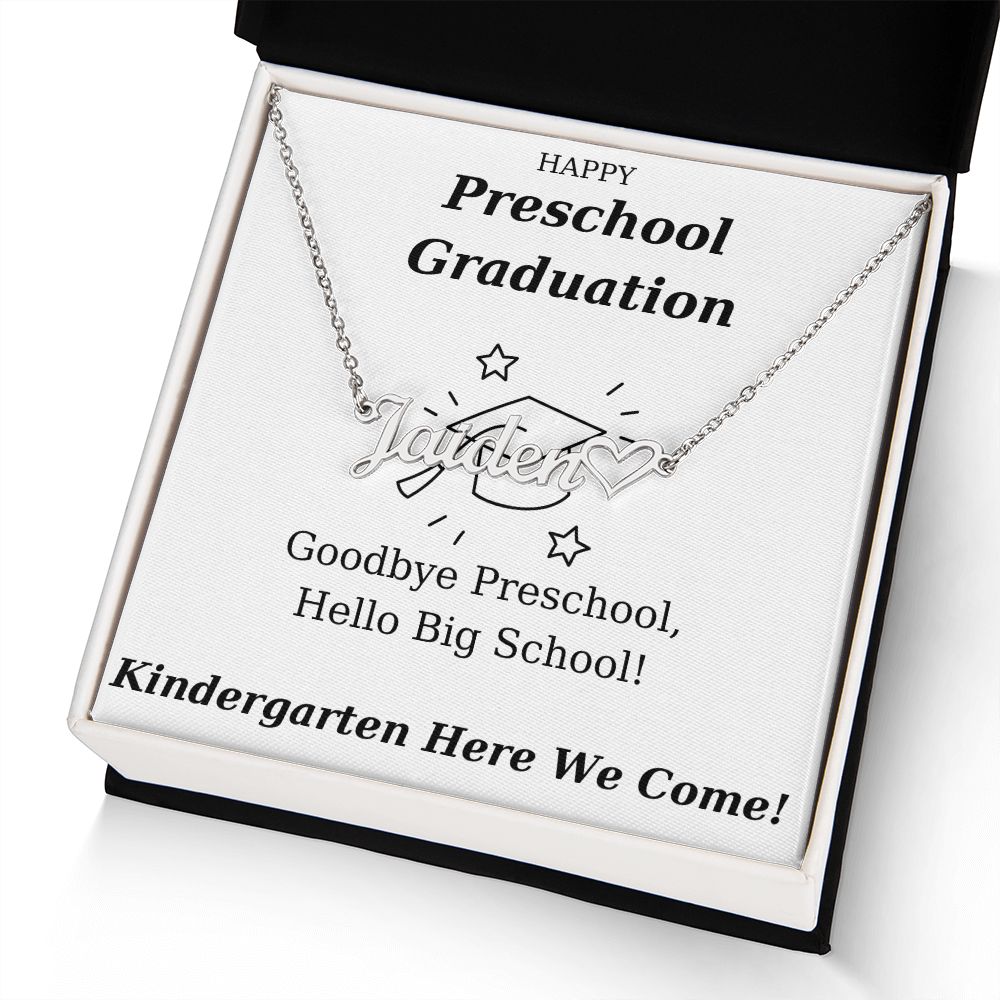 Preschool Graduation - Personalized Name Necklace With Heart-FashionFinds4U
