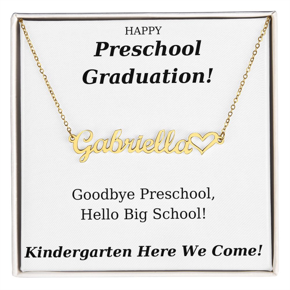 Preschool Graduation Personalized Name Necklace With Heart-FashionFinds4U