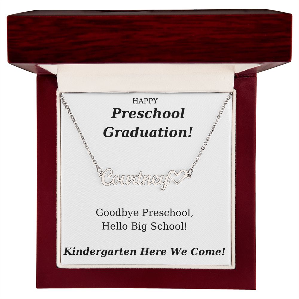Preschool Graduation Personalized Name Necklace With Heart-FashionFinds4U