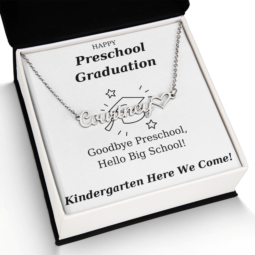 Preschool Graduation - Personalized Name Necklace With Heart-FashionFinds4U