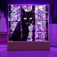 Black Cat Faux Stained Glass Acrylic Halloween Decoration