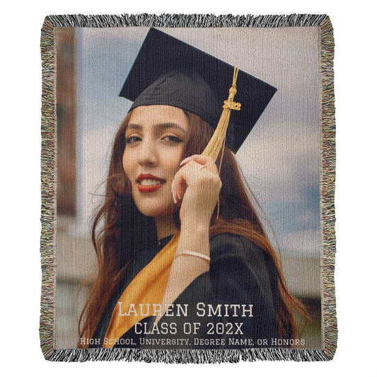 Personalized Class of 2024 Heirloom Woven Blanket Gift(Portrait)