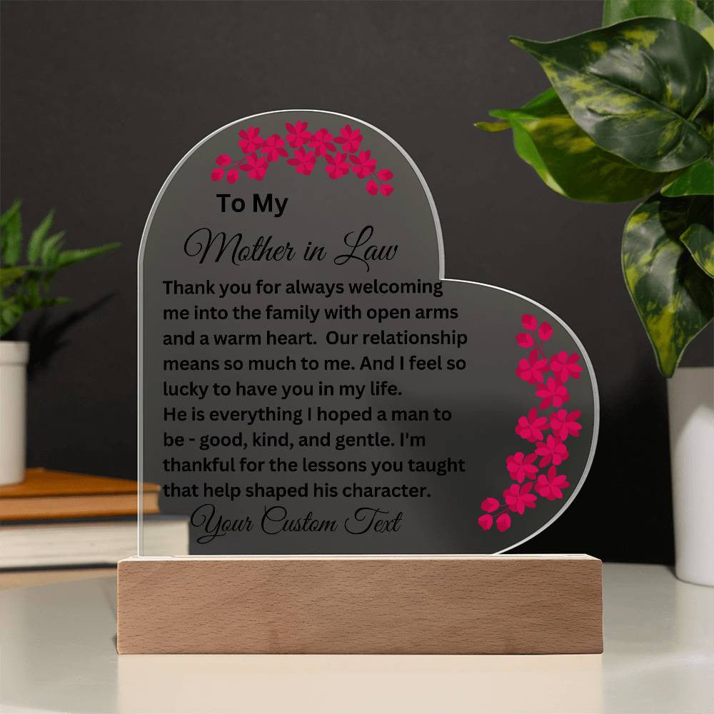 Mother in Law Acrylic Heart Plaque