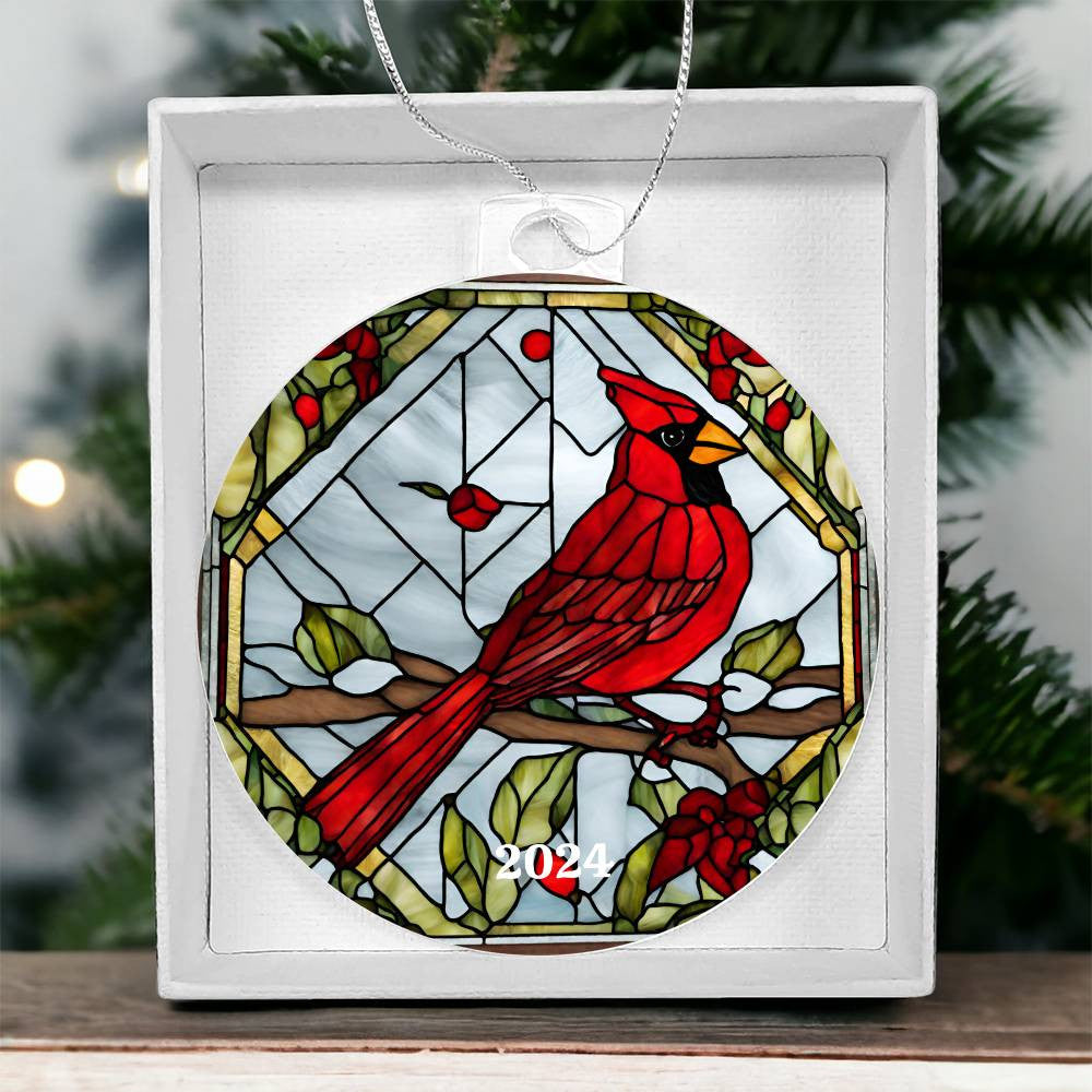 Cardinal Acrylic Christmas Tree Ornament