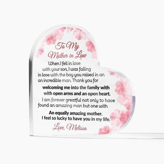Mother in Law Heart Acrylic Plaque
