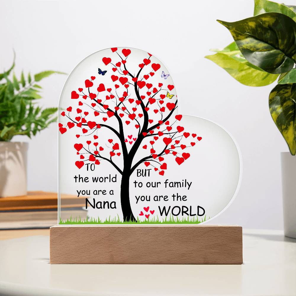 You Are The World To Us Lighted Acrylic Heart Plaque