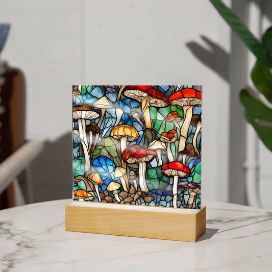 Mushroom Acrylic Plaque, Colorful Mushroom Plaque, Mushroom Nightlight, Gift for Mushroom Lover