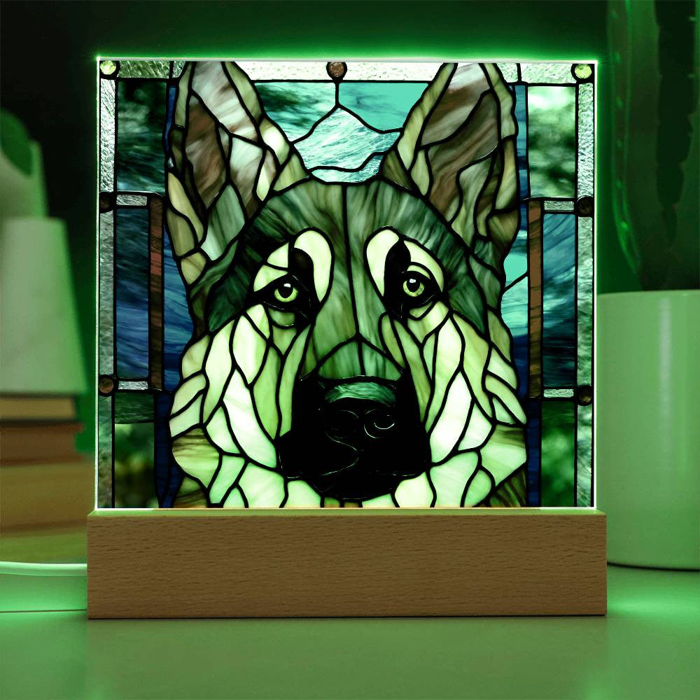 German Shepherd Faux Stained Glass Picture, Dog Nightlight, Dog Lover Gift,  Bulldog Photo, Pug Gift, Golden Retriever Dog Gift, Room Decor