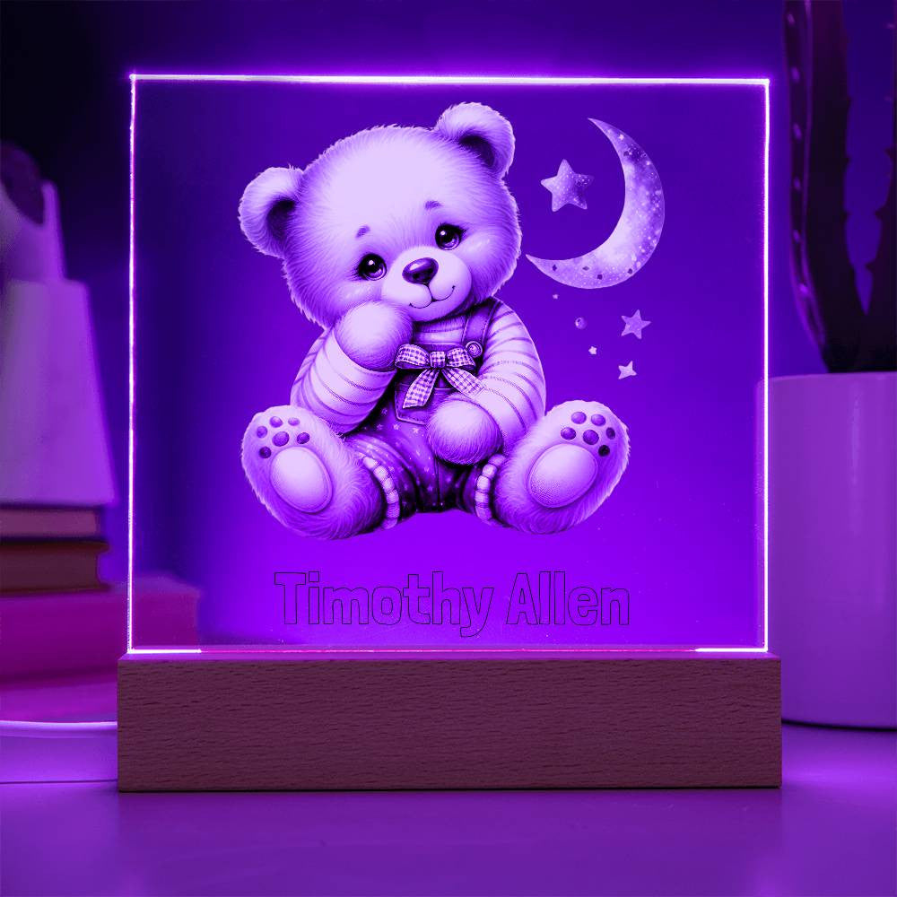 Teddy Bear Night Light, Boys Bedroom Decor, Nursery Room, Babies Room, Childs Nightlight, Babys nitelight, baby shower gift, Lighted Plaque Table Lamp