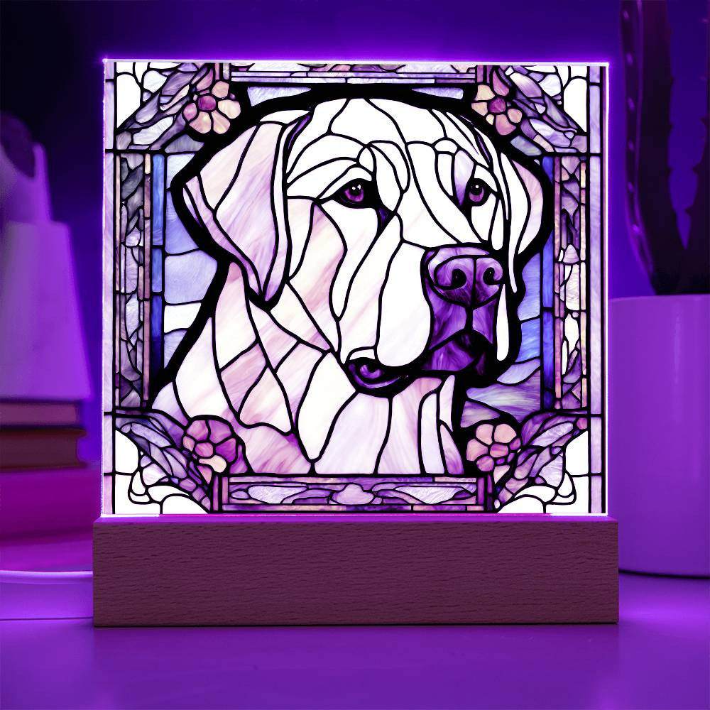 Cute Labrador retriever Acrylic Plaque, Lab Mom Gift, Housewarming gift for pet owner, Faux stained glass bedside lamp, Labdrador Decor, Birthday gift for lab Mom Labrador Lover