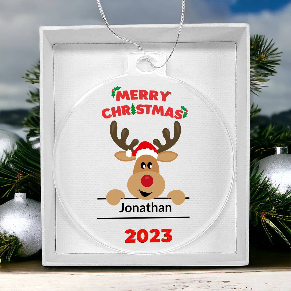 Custom Kids Christmas Ornament, Personalized Reindeer Christmas Ornament, Girls Christmas Ornament, Boys Christmas Ornaments