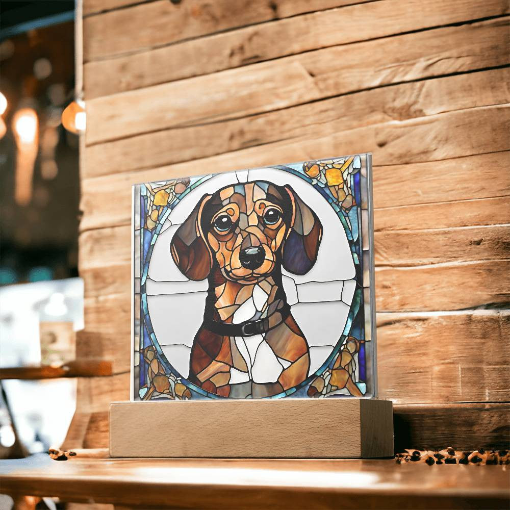 Dachshund Dog Acrylic Plaque with LED Lights