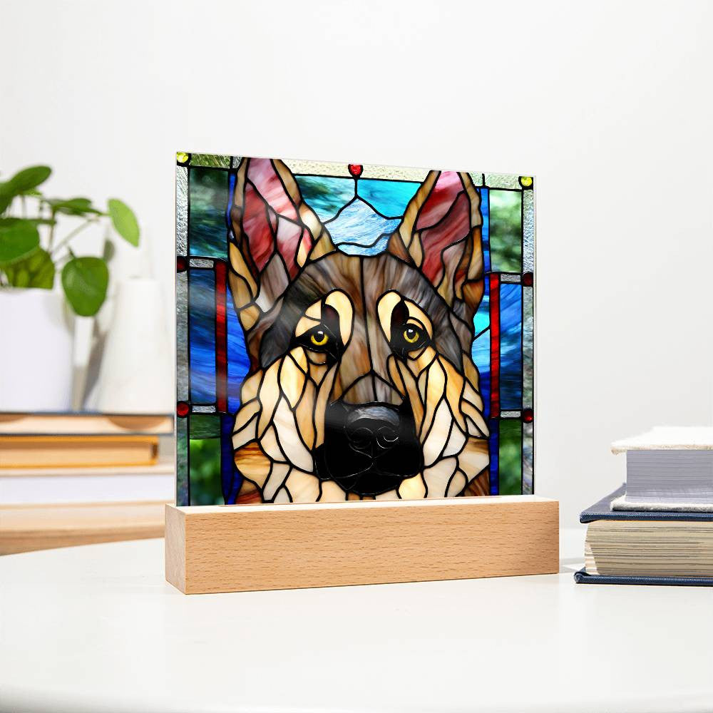 German Shepherd Faux Stained Glass Picture, Dog Nightlight, Dog Lover Gift,  Bulldog Photo, Pug Gift, Golden Retriever Dog Gift, Room Decor
