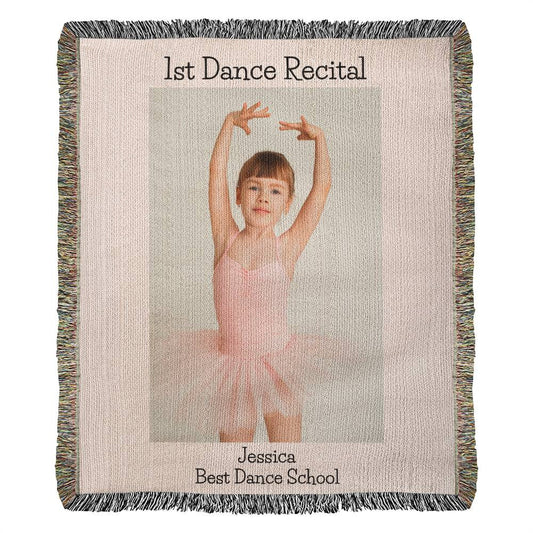 Personalized Dance Recital Ballet Photo Heirloom Woven Blanket (Portrait)