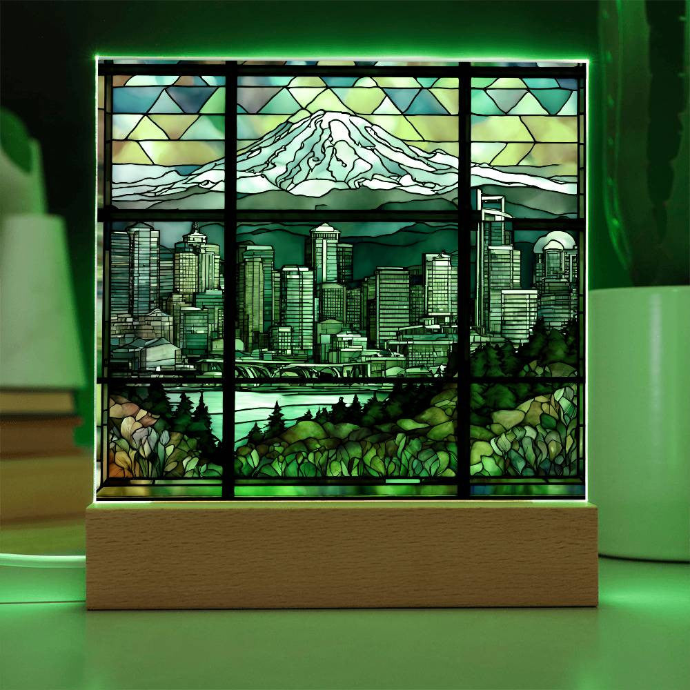 Seattle Skyline Mount Rainier LED Acrylic Plaque