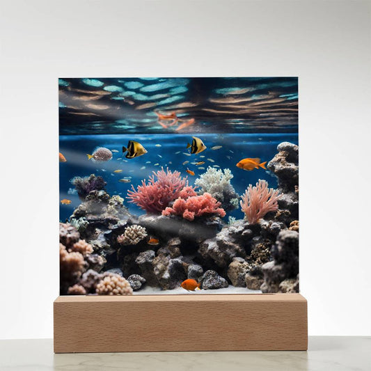 Virtual Aquarium Coral Reef and Salt Water Fish Lighted Plaque Nightlight