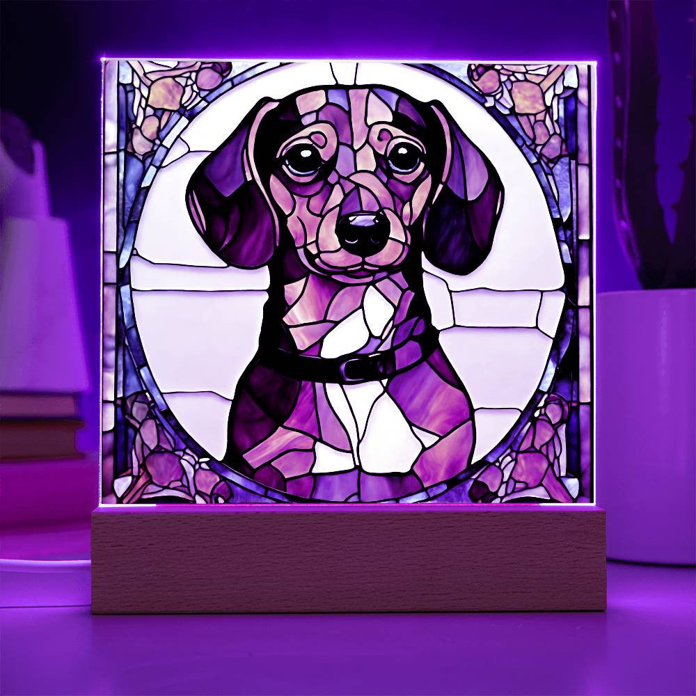 Dachshund Dog Acrylic Plaque with LED Lights