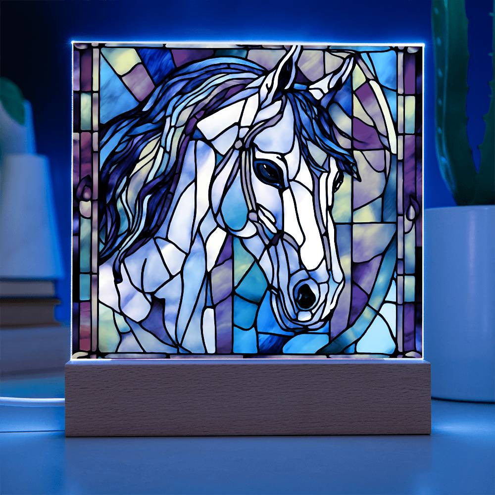 Faux Stained Glass Horse Acrylic Plaque, Horse Nightlight, Horse Lover Gift, Horse Night Light, Girls Room Decor, Pony Picture