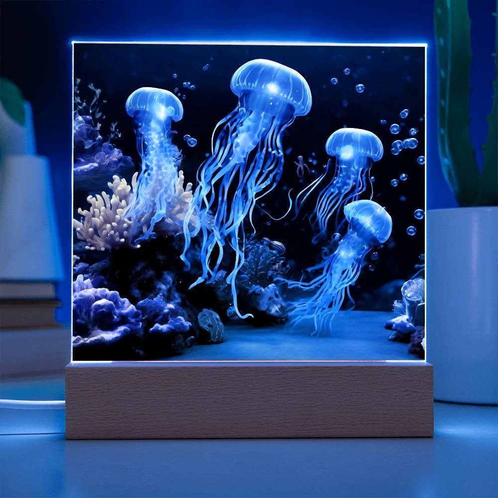 Jellyfish LED Sign, Ocean Sign, Beach House, Jelly Fish Night Light, Pcean, Sea life, Virtual Aquarium Decoration