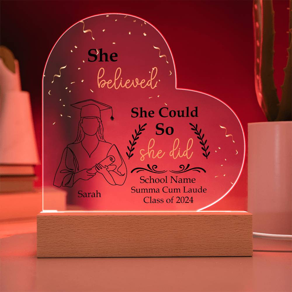 Personalized LED Graduation Plaque Gift for Graduate