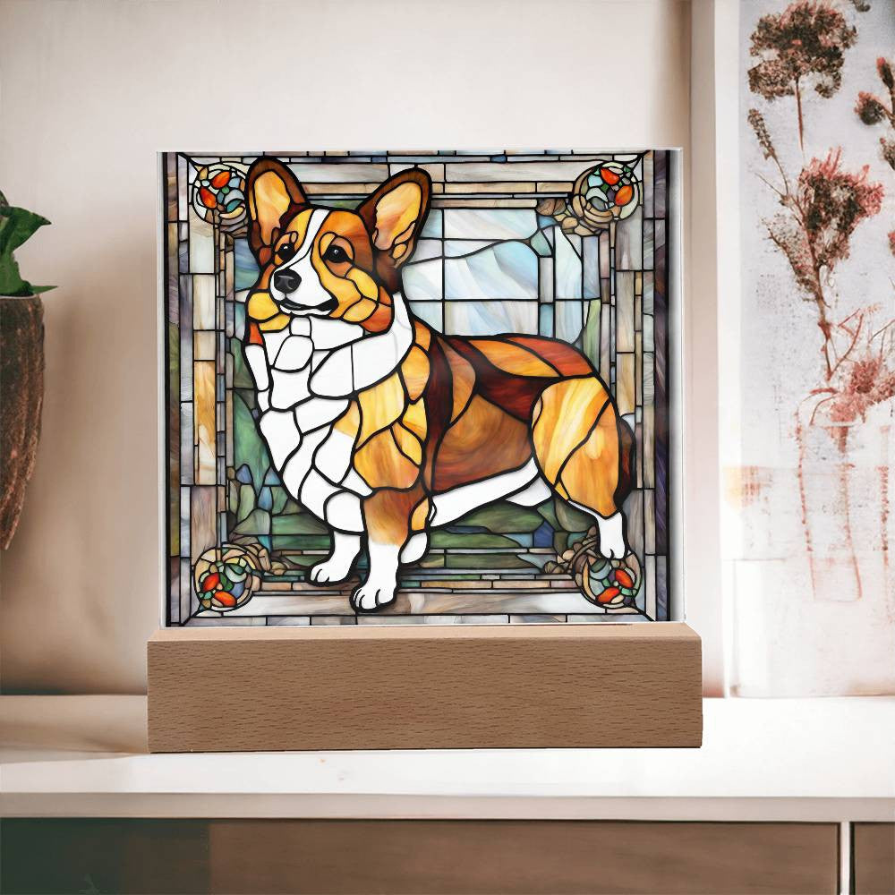 Corgi Dog Light Box Acrylic Plaque, Corgi Dog Decor, Faux Stained Glass, Gift for Corgi Mom, Gift for Corgi lover, Welsh Corgi Decoration, Dog Gift, Housewarming Gifts