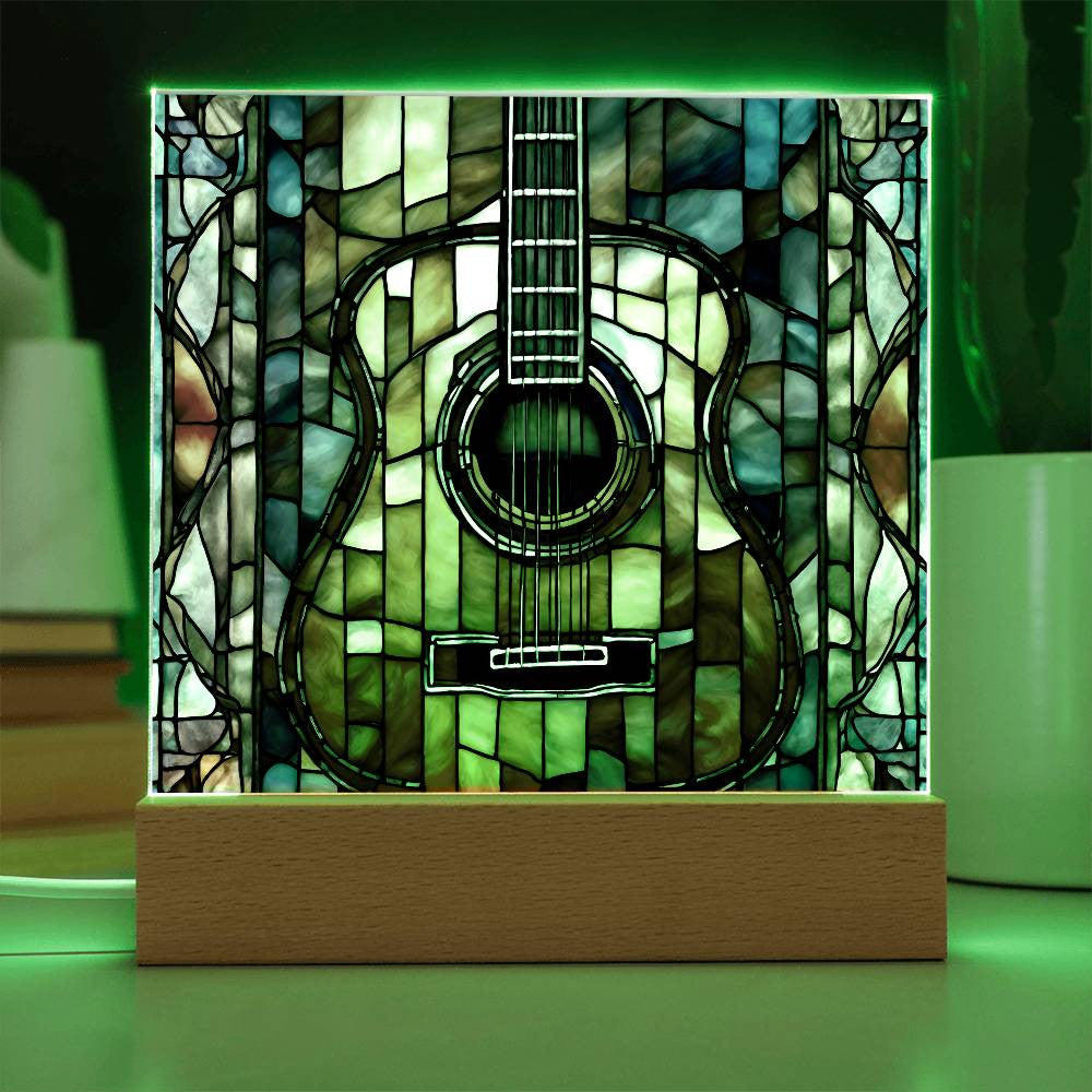 Acrylic Guitar Stained Glass Acrylic Plaque, Guitar Nightlight, Guitar Lover Gift, Guitar Player Gift, Guitar Picture Plaque